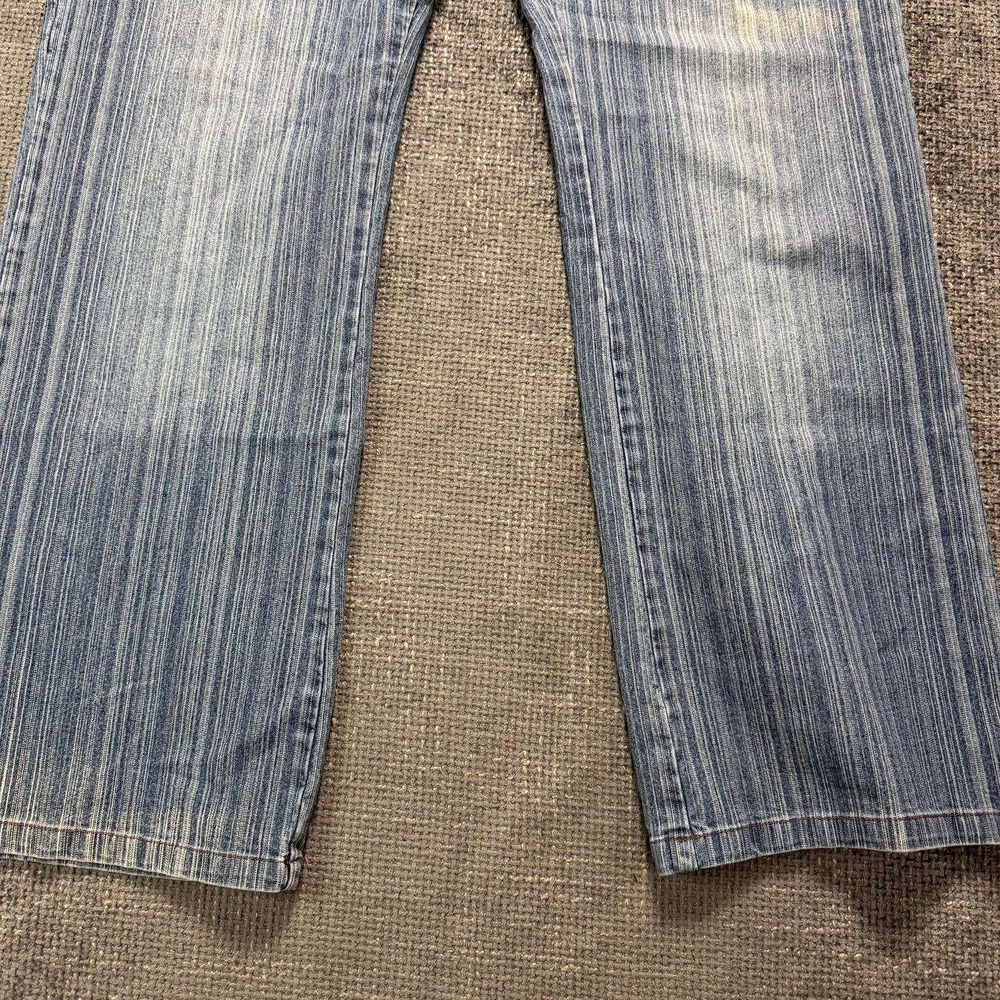 MXM Women's Striped Light Blue Straight Leg Jeans - Picture 4 of 14
